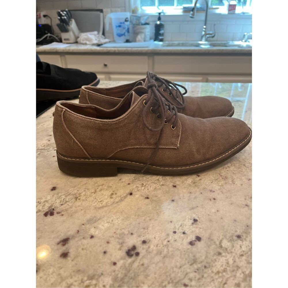 Guess Mens Brown Canvas Lace Uo Oxford Shoes sz 11